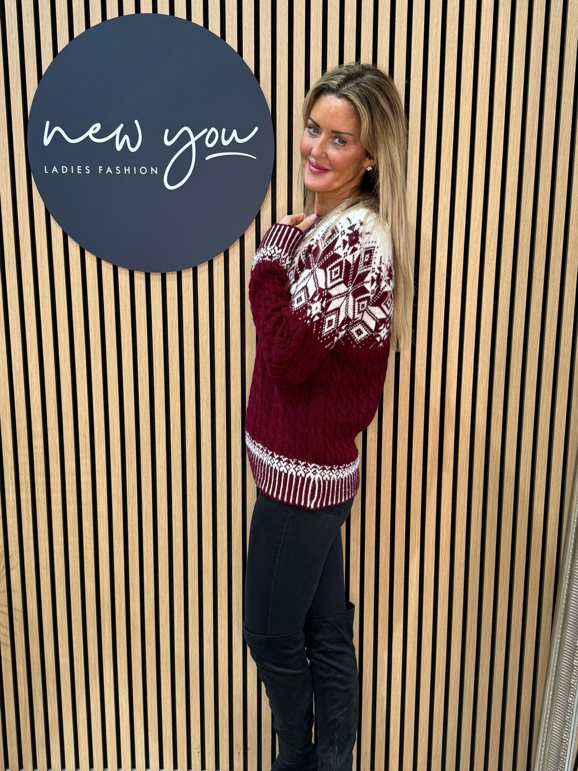 Fair Isle Knit Jumper - Wine