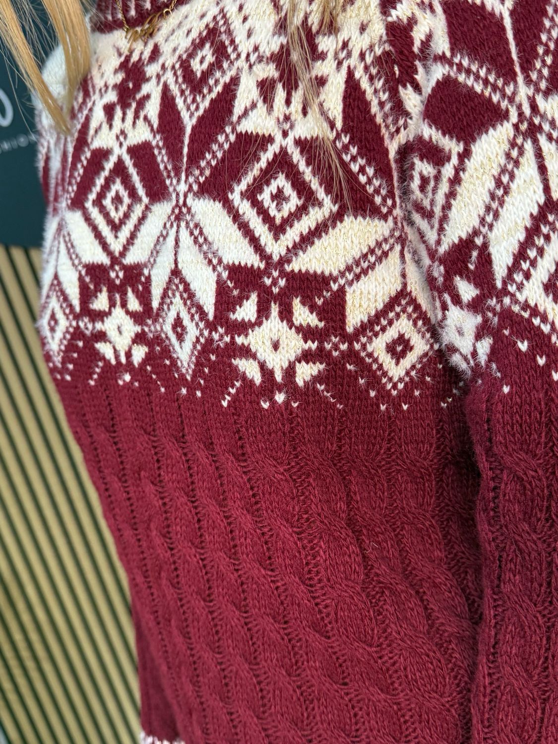 Fair Isle Knit Jumper - Wine