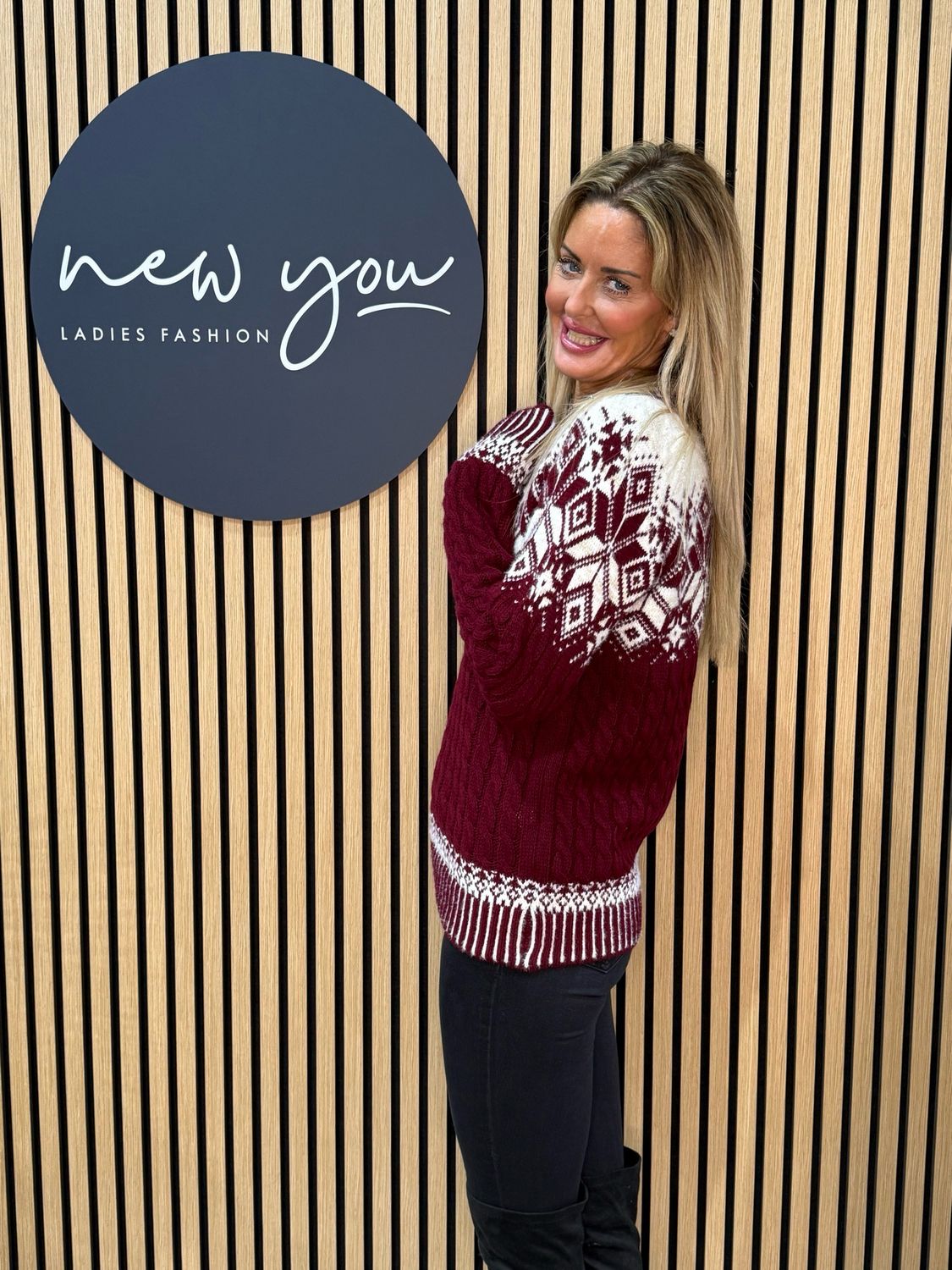 Fair Isle Knit Jumper - Wine
