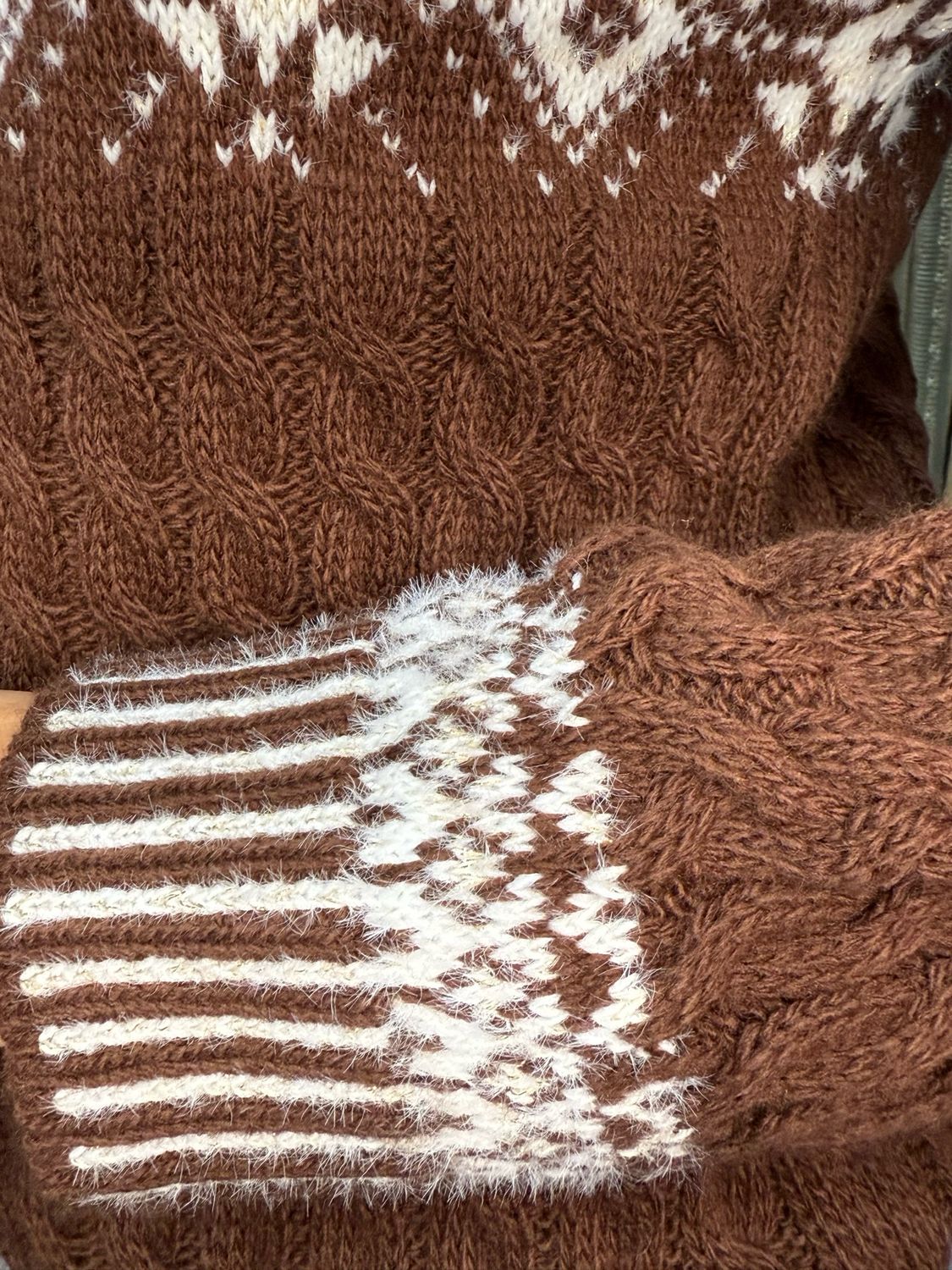 Fair Isle Knit Jumper - Brown