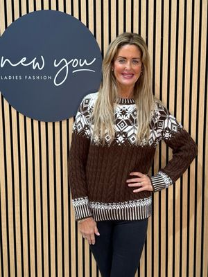 Fair Isle Knit Jumper - Brown