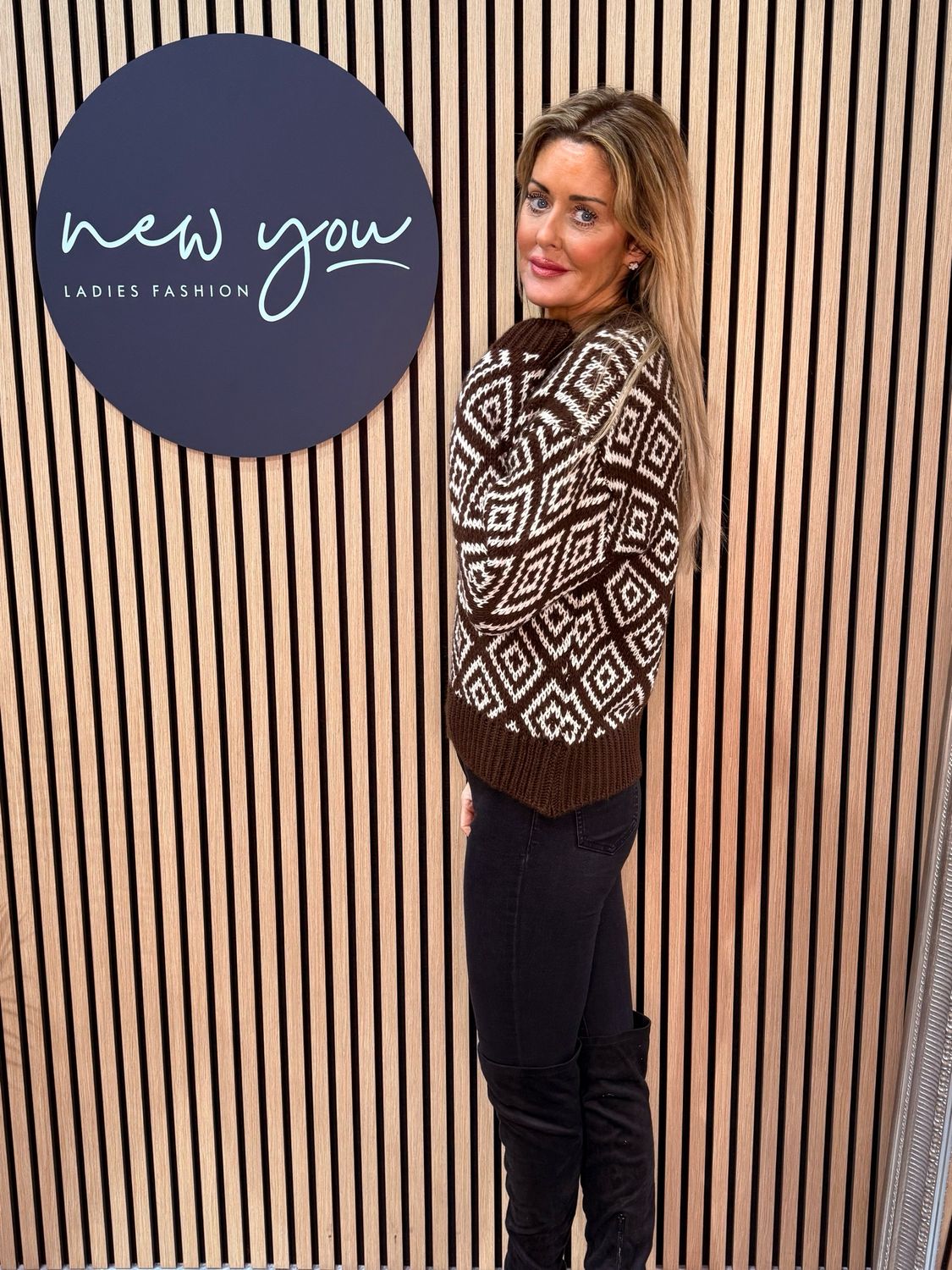 Diamond Knit Jumper - Brown