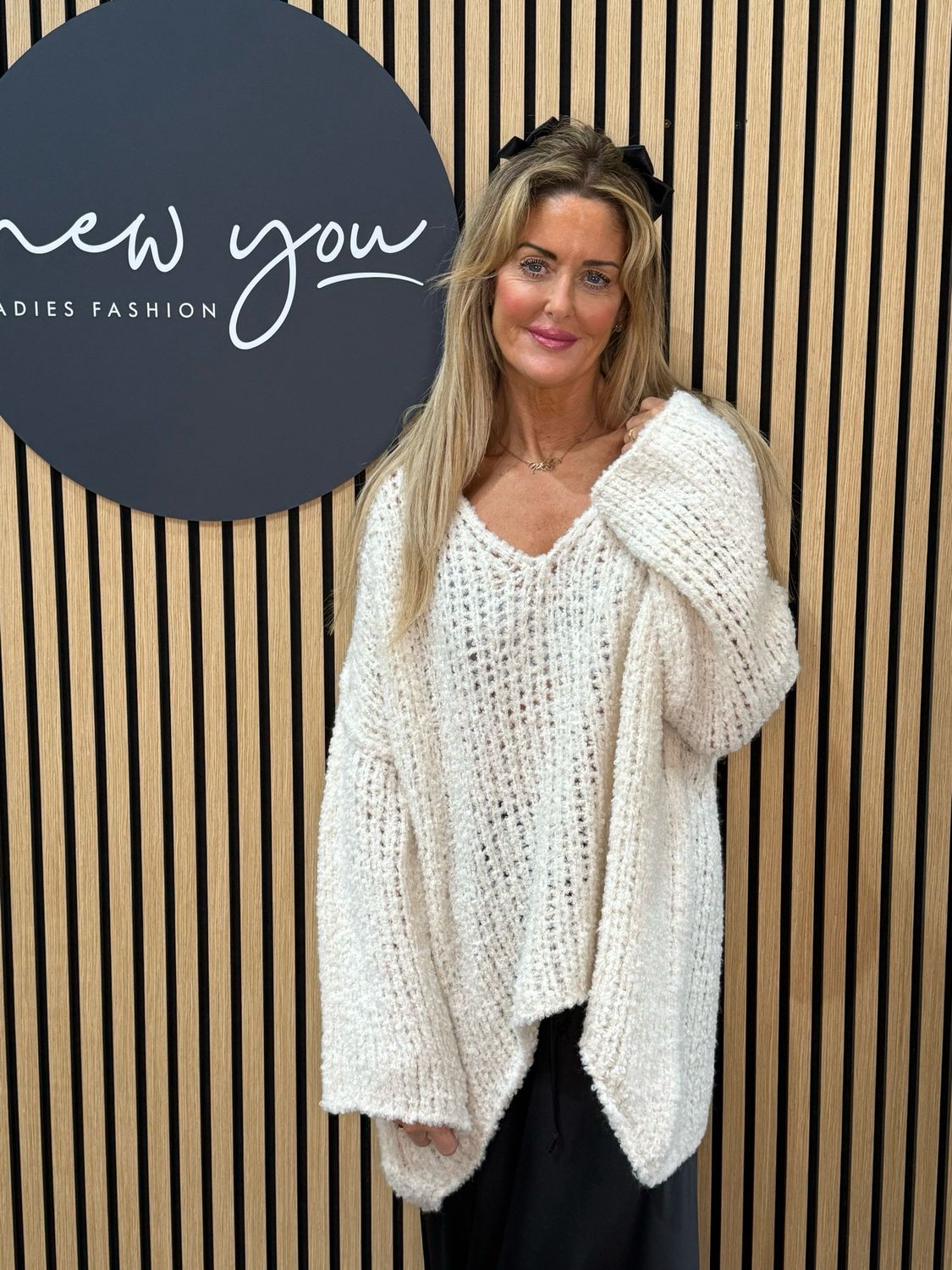 Chunky V Neck Jumper - Cream