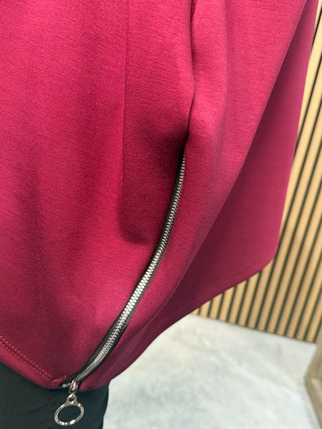 Sequin Heart Oversized Jumper - Burgundy