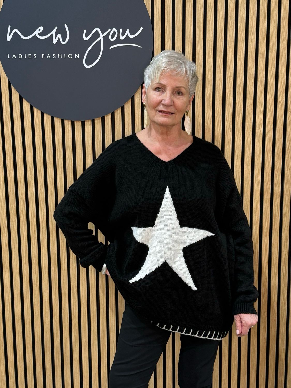 Star Knit Jumper - Black