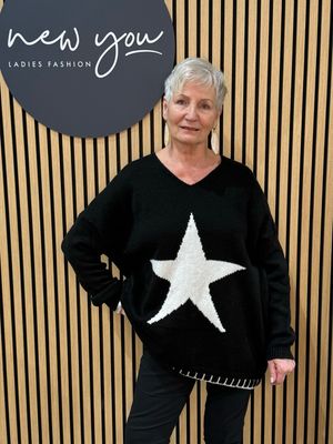 Star Knit Jumper - Black