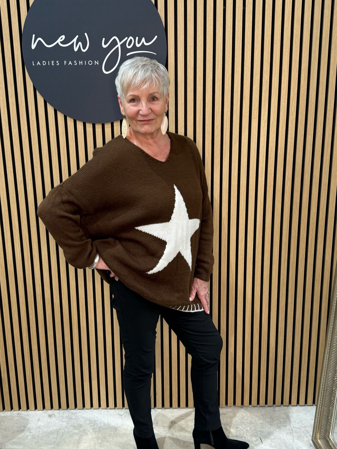 Star Knit Jumper - Chocolate