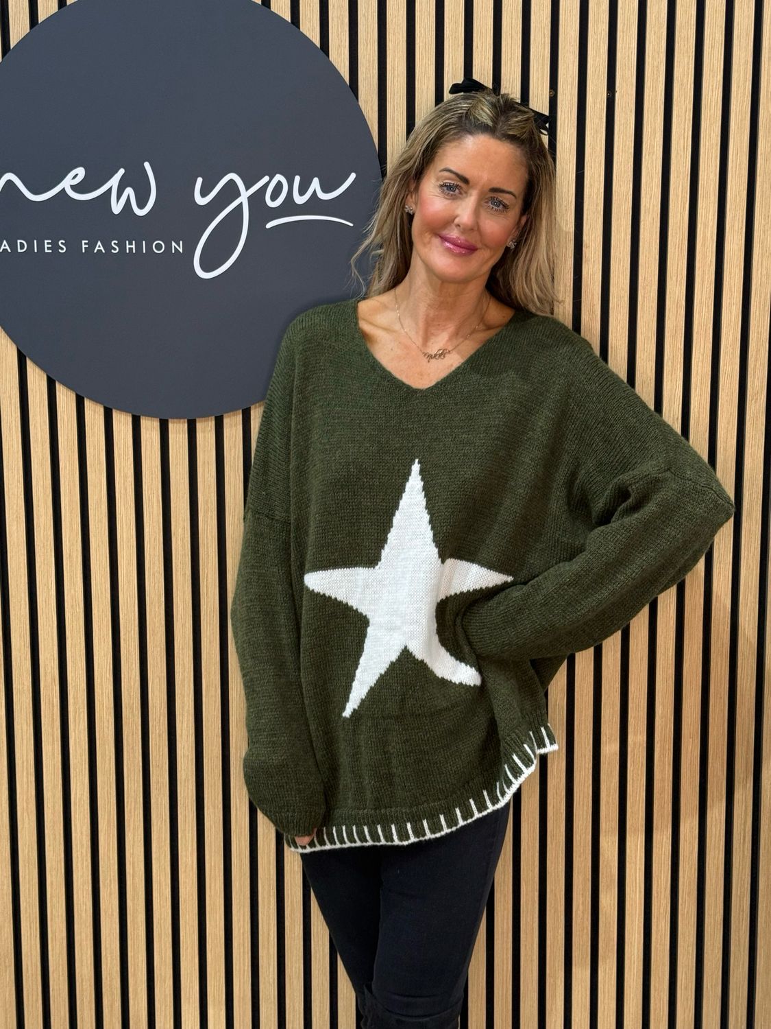 Star Knit Jumper - Khaki