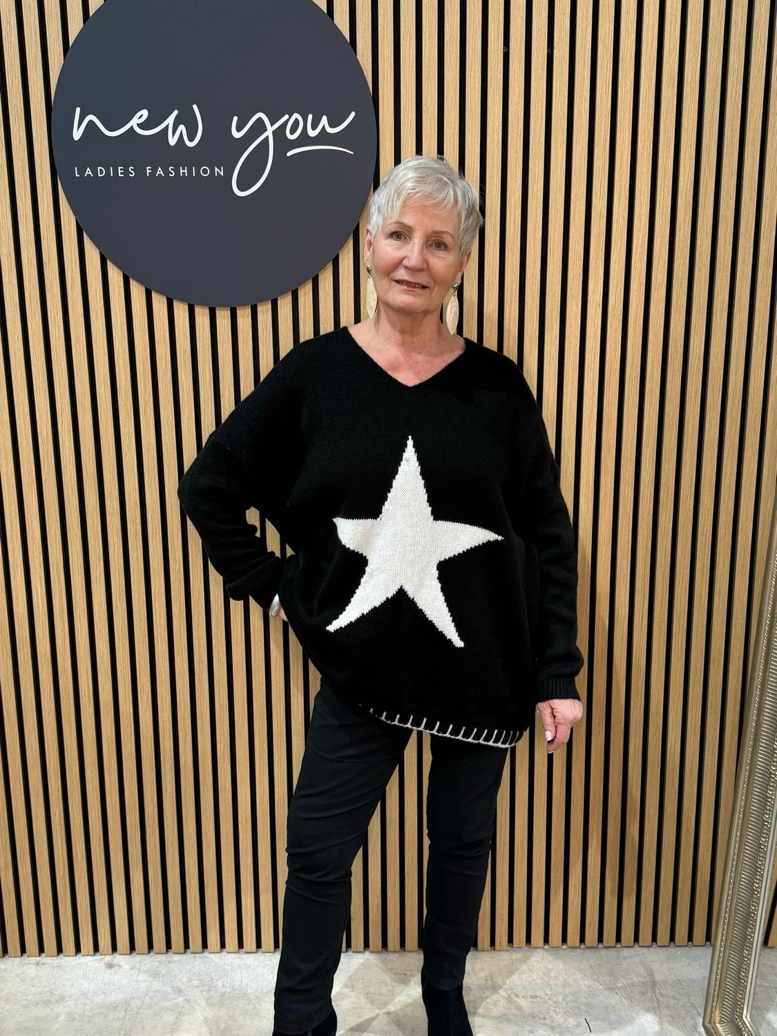 Star Knit Jumper - Black