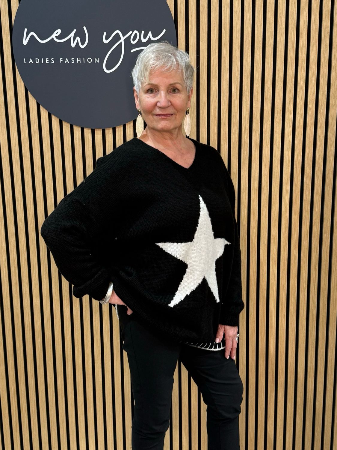 Star Knit Jumper - Black