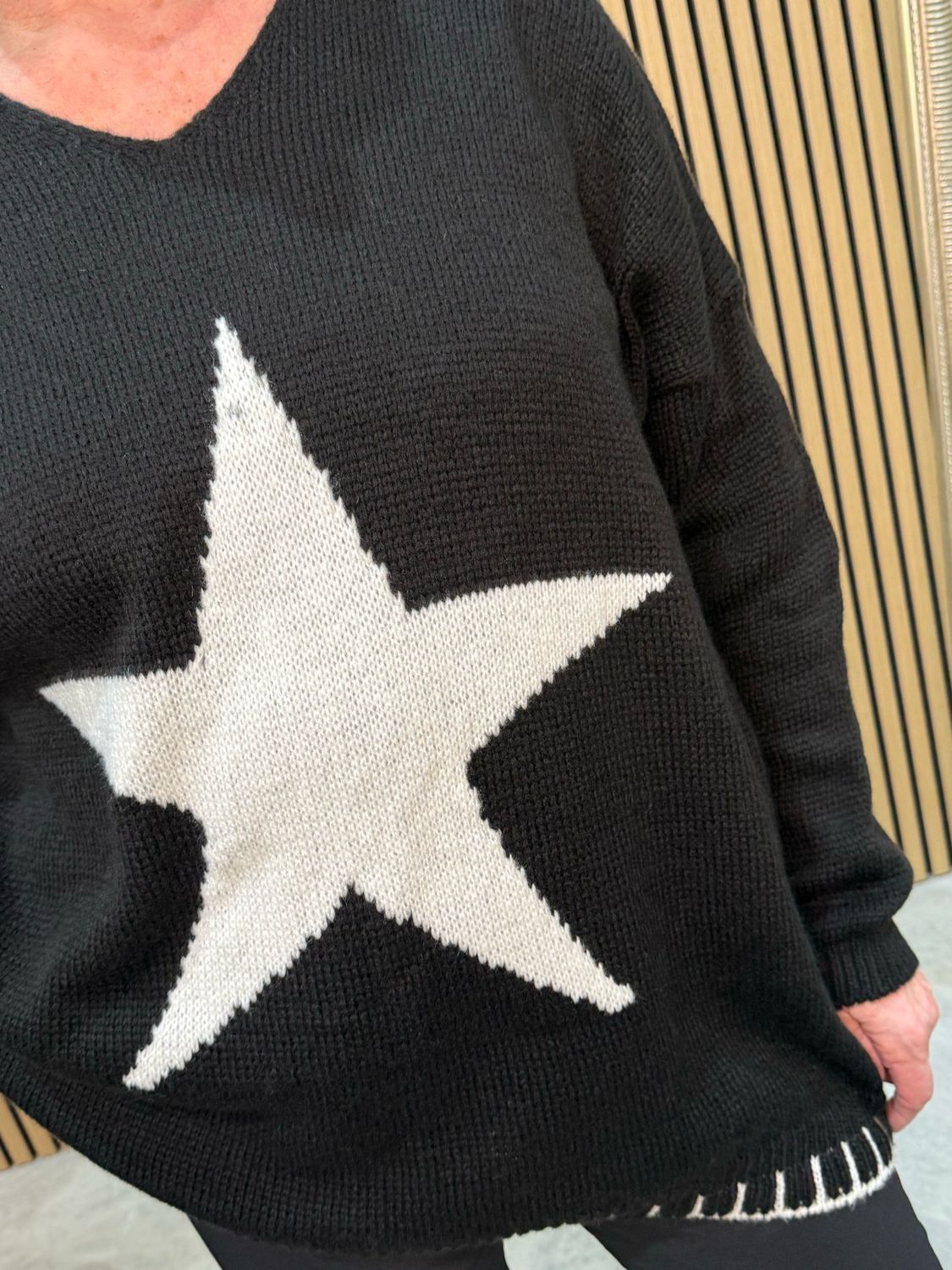 Star Knit Jumper - Black