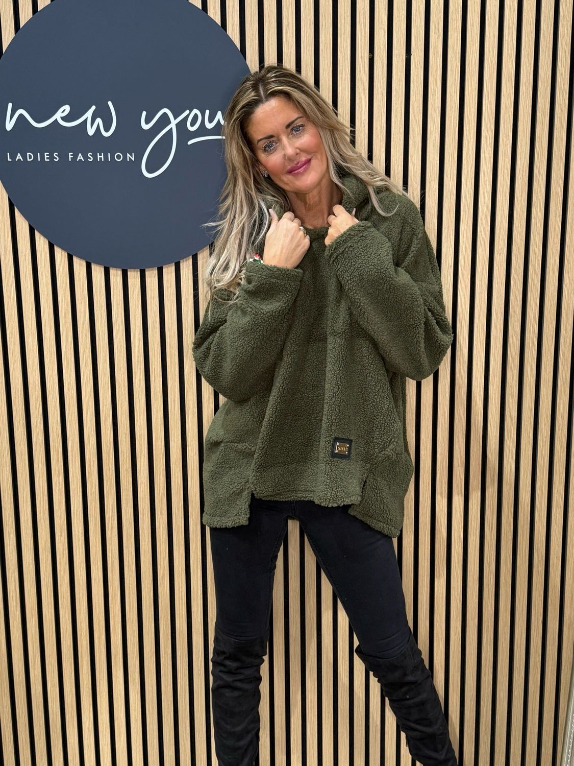 Cosy Fleece Hoodie - Khaki