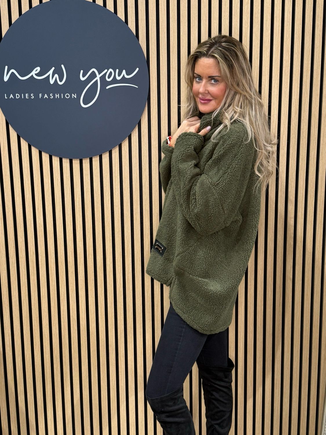 Cosy Fleece Hoodie - Khaki