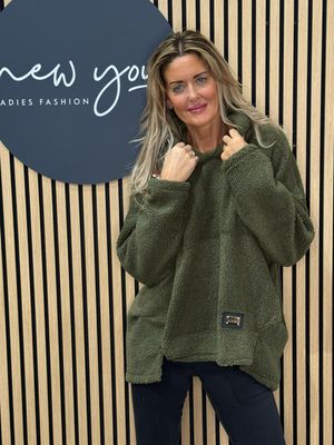 Cosy Fleece Hoodie - Khaki