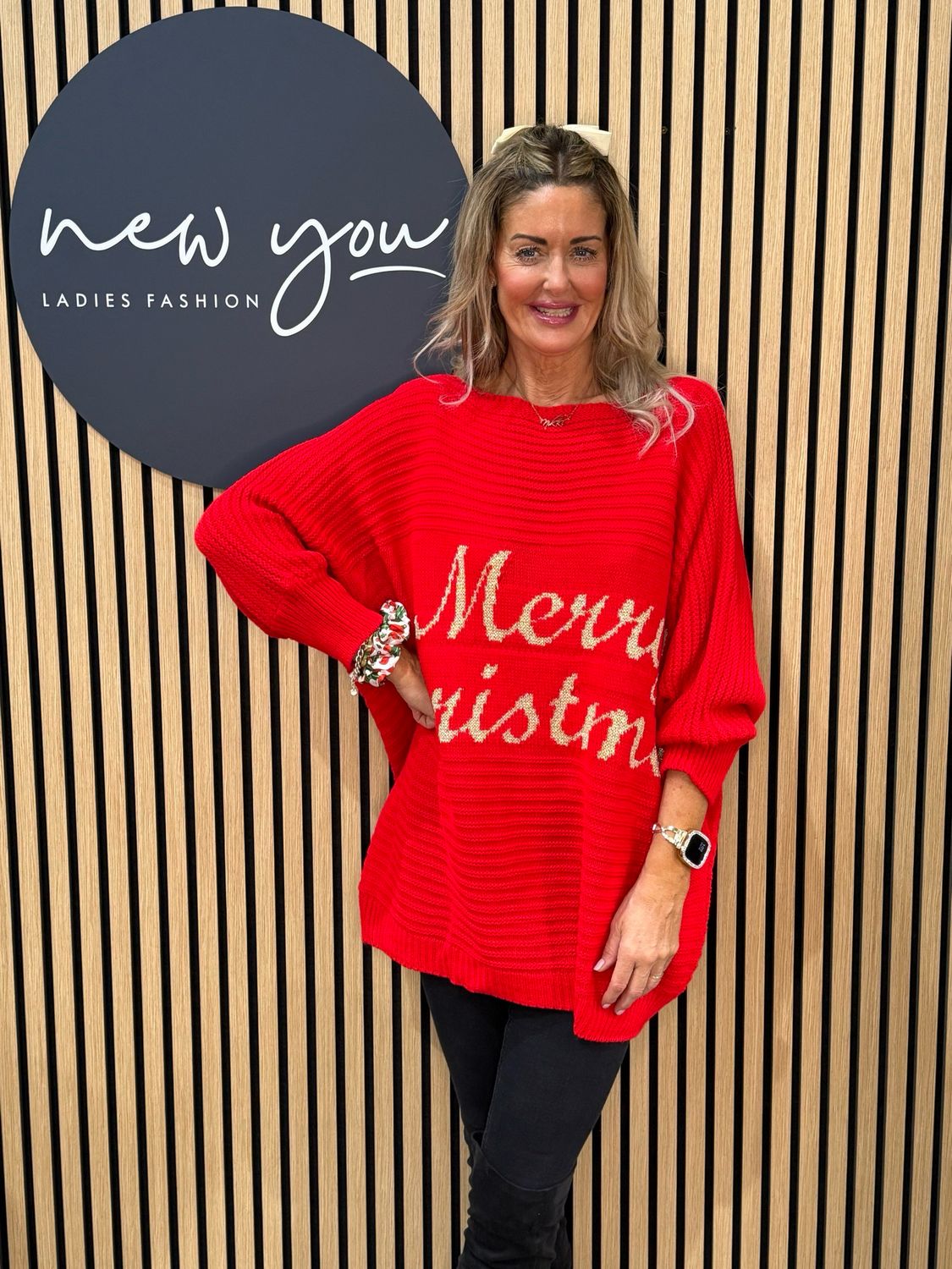 Merry Christmas Knit Jumper - Red