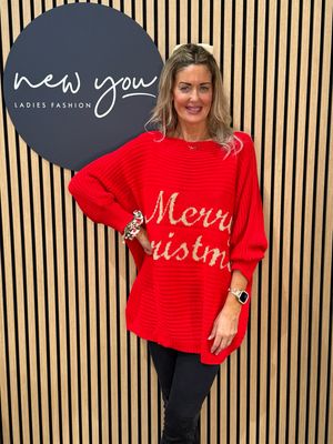 Merry Christmas Knit Jumper - Red