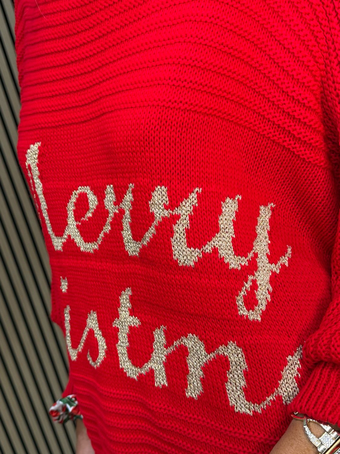 Merry Christmas Knit Jumper - Red