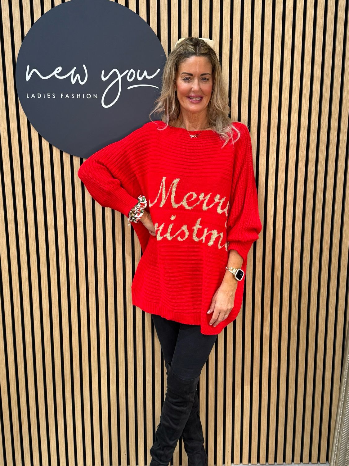 Merry Christmas Knit Jumper - Red