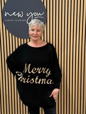 Merry Christmas Knit Jumper - Black