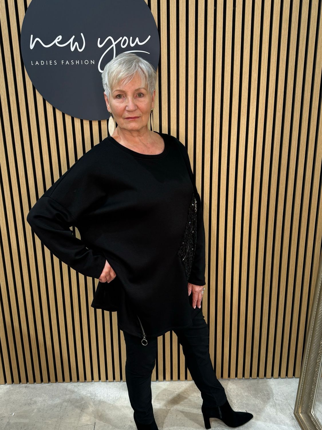 Sequin Zip Detail Jumper - Black