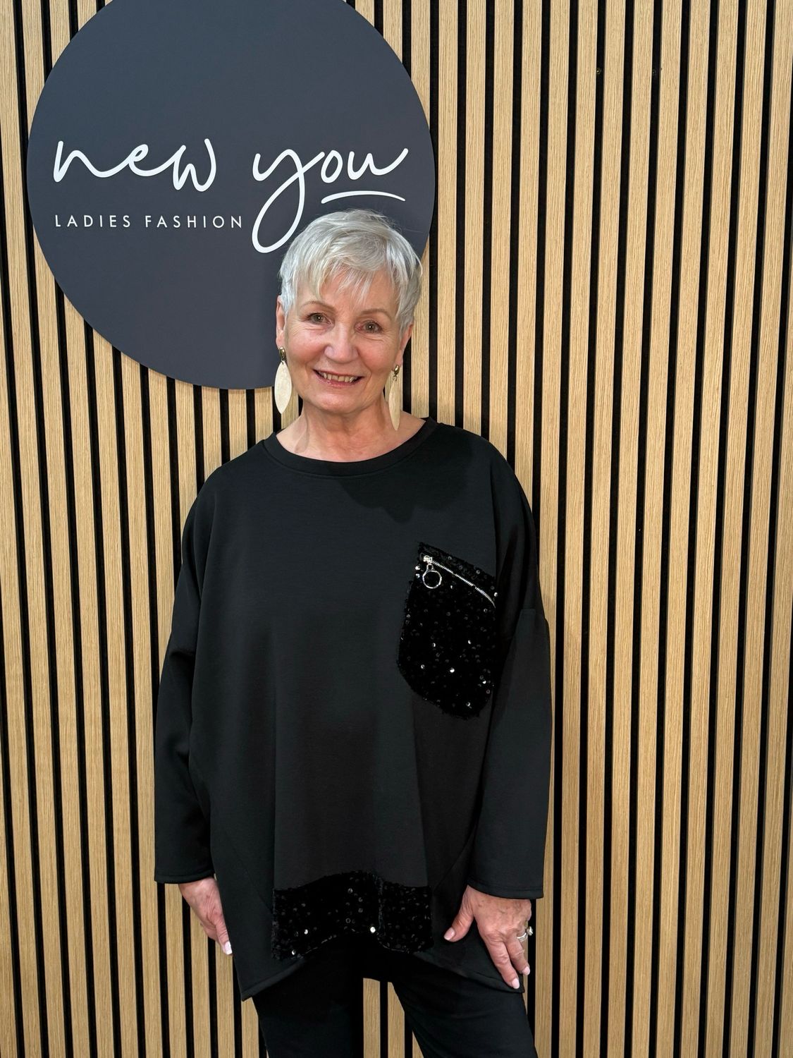 Sequin Zip Detail Jumper - Black