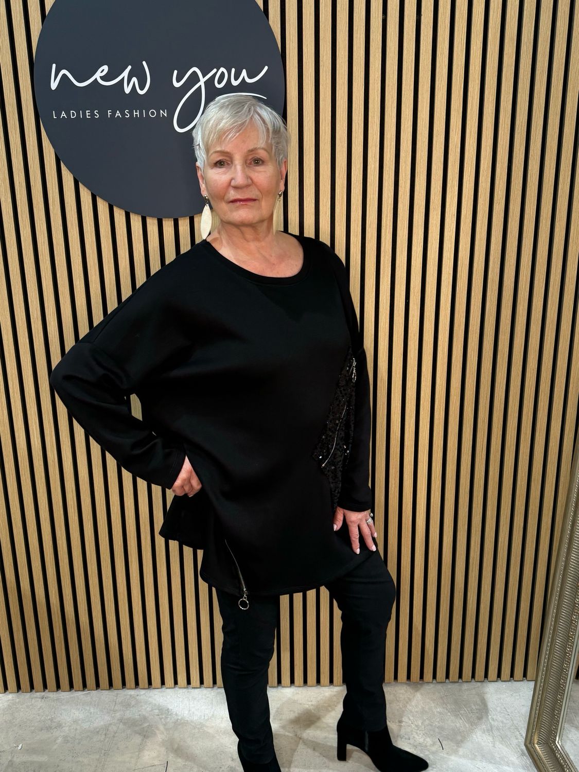 Sequin Zip Detail Jumper - Black