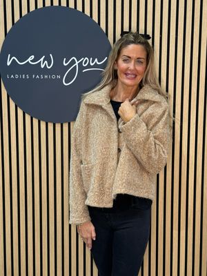 Wool Blend Button-Up Jacket - Camel