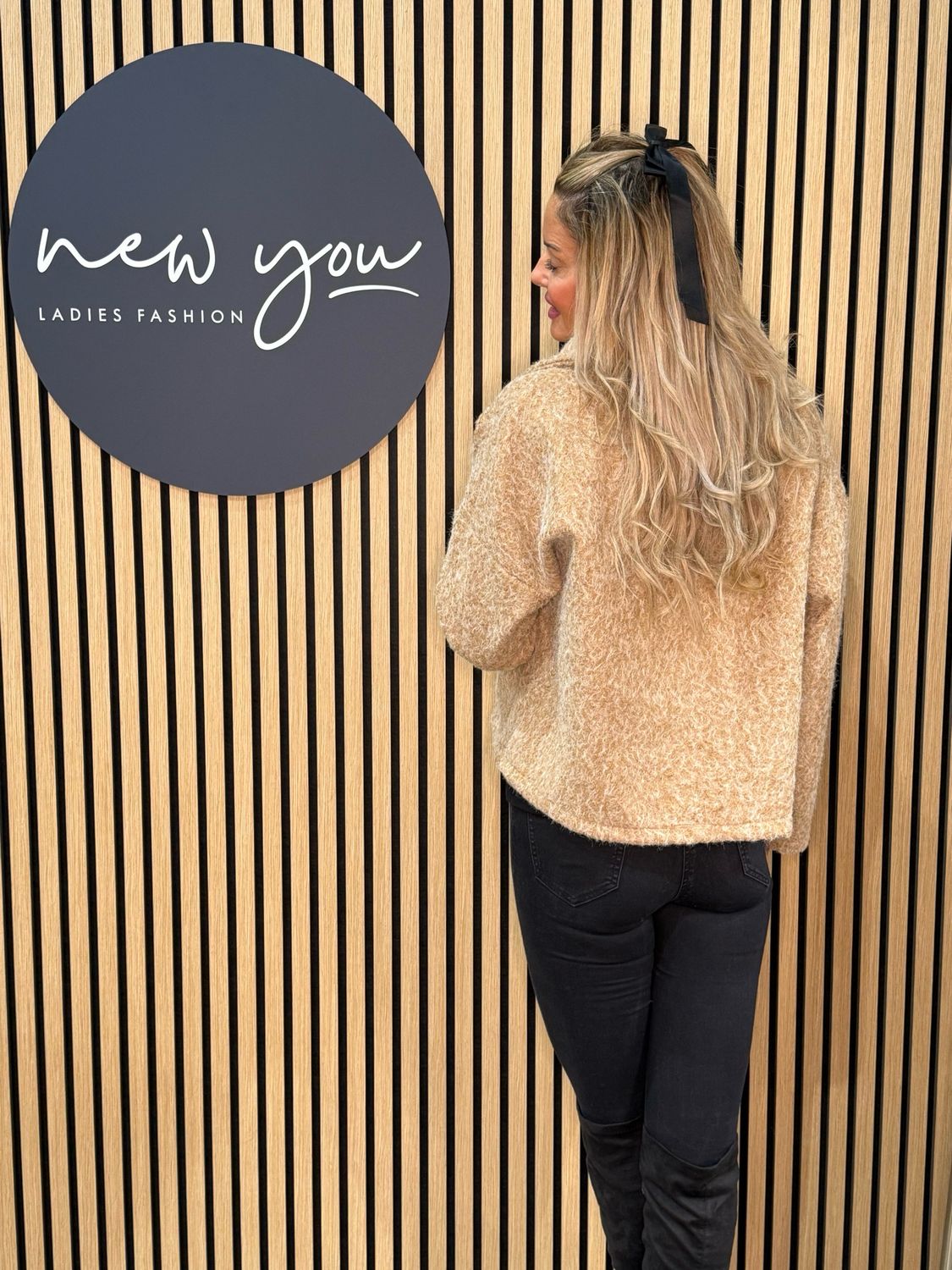 Wool Blend Button-Up Jacket - Camel