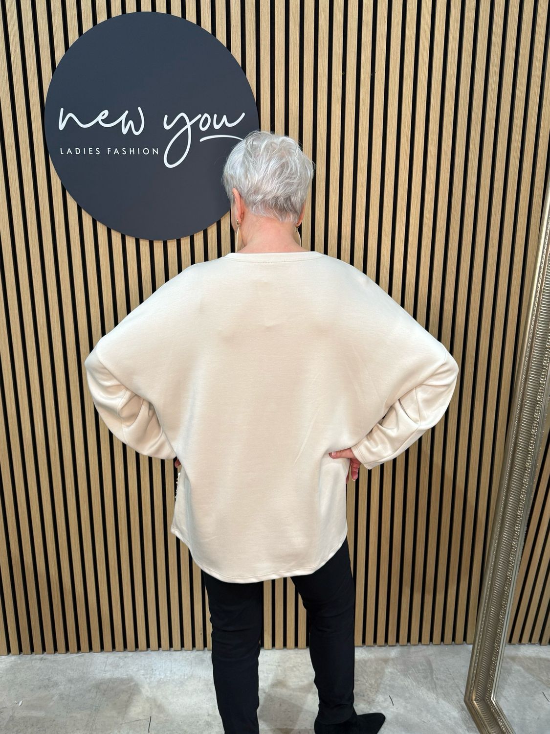 Sequin Zip Detail Jumper - Cream