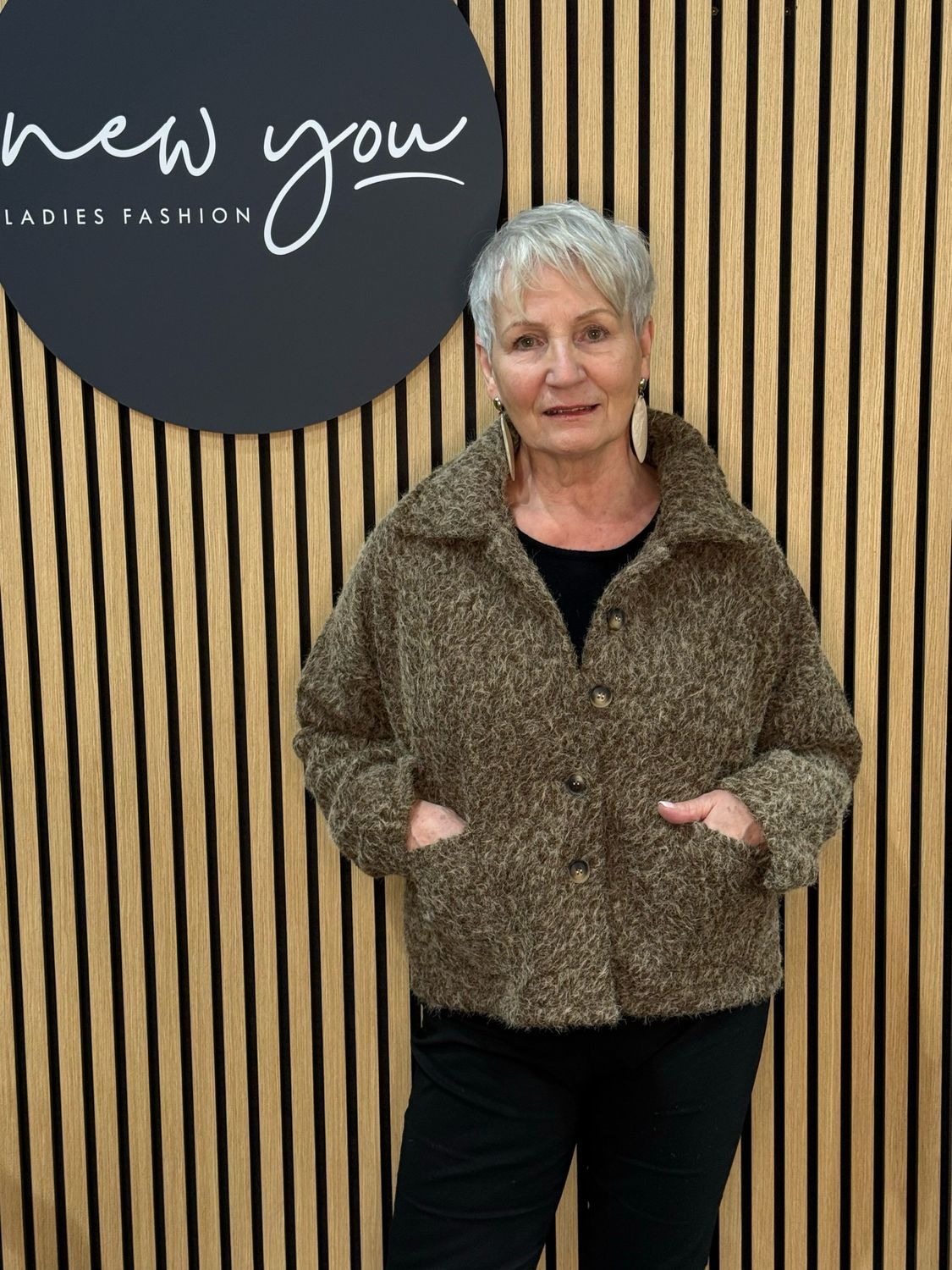 Wool Blend Button-Up Jacket - Taupe