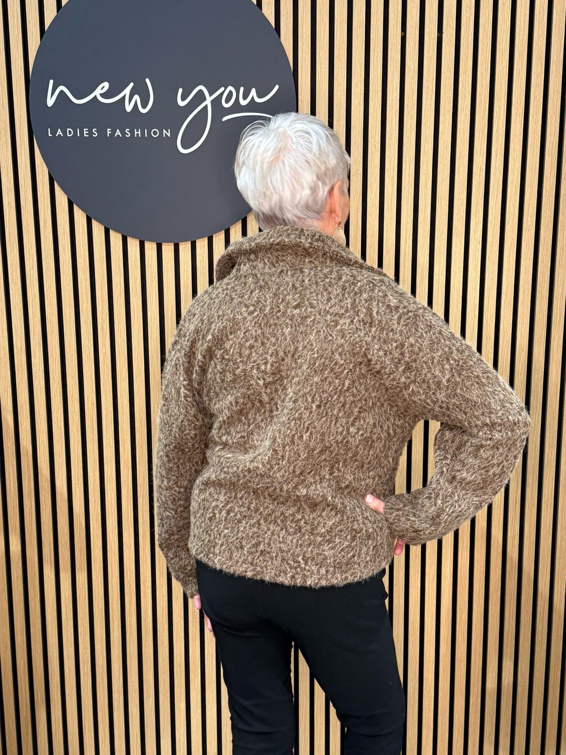 Wool Blend Button-Up Jacket - Taupe