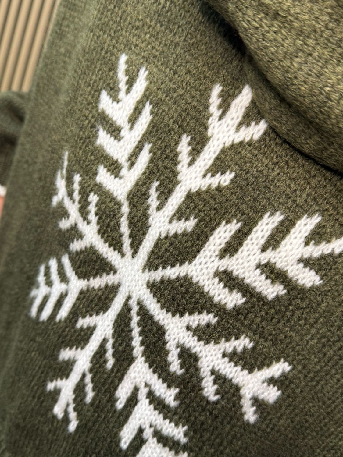 Snowflake - Roll Neck Jumper - Khaki