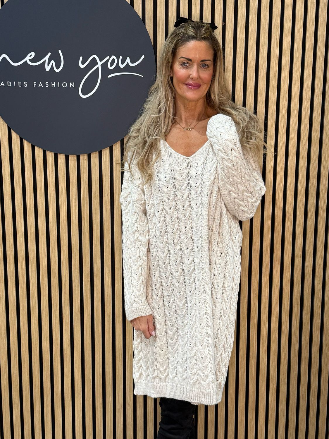 Cable Knit Dress - Cream
