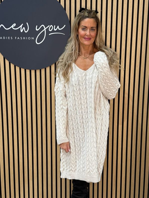 Cable Knit Dress - Cream