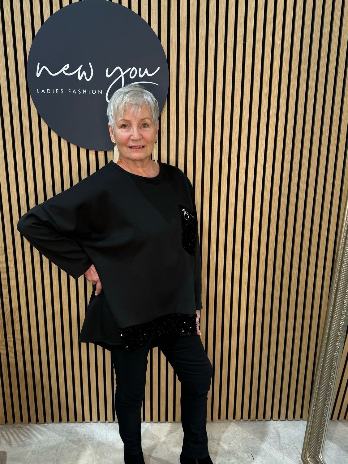 Sequin Pocket Jumper - Black