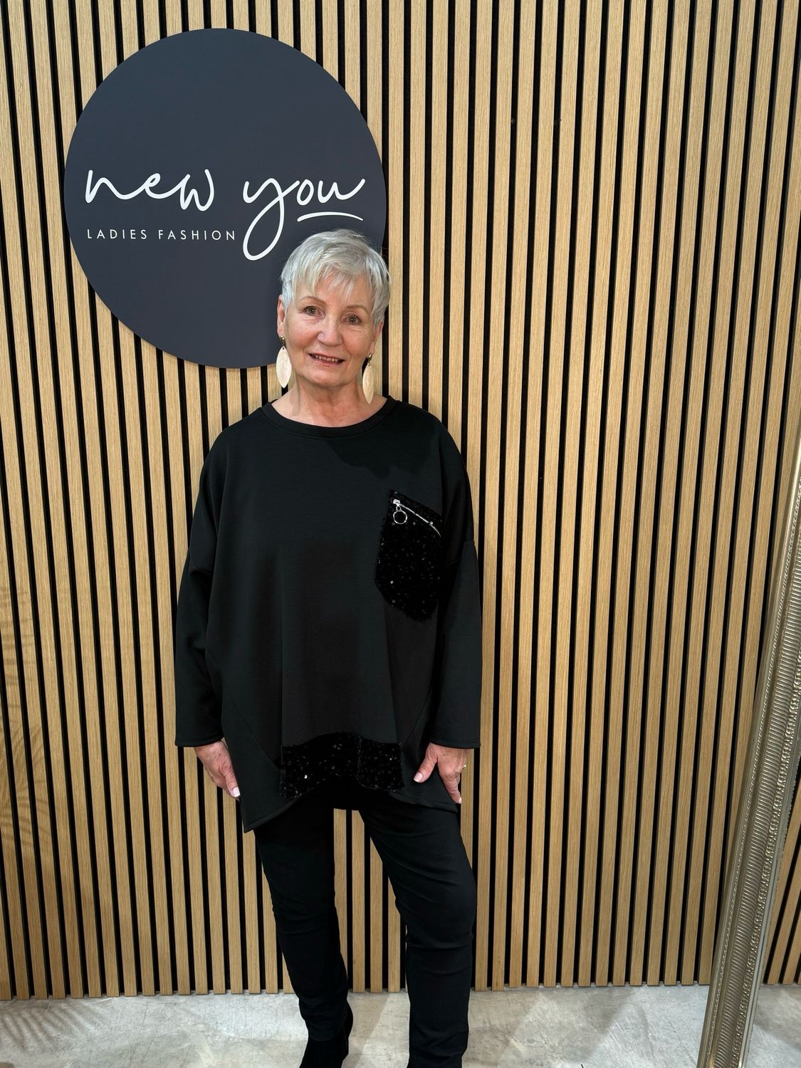 Sequin Pocket Jumper - Black