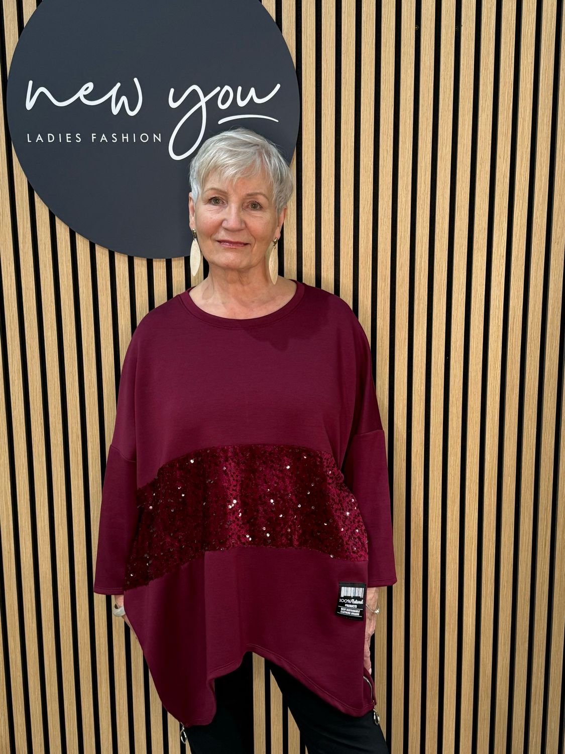 Sequin Mid Panel Jumper - Burgundy