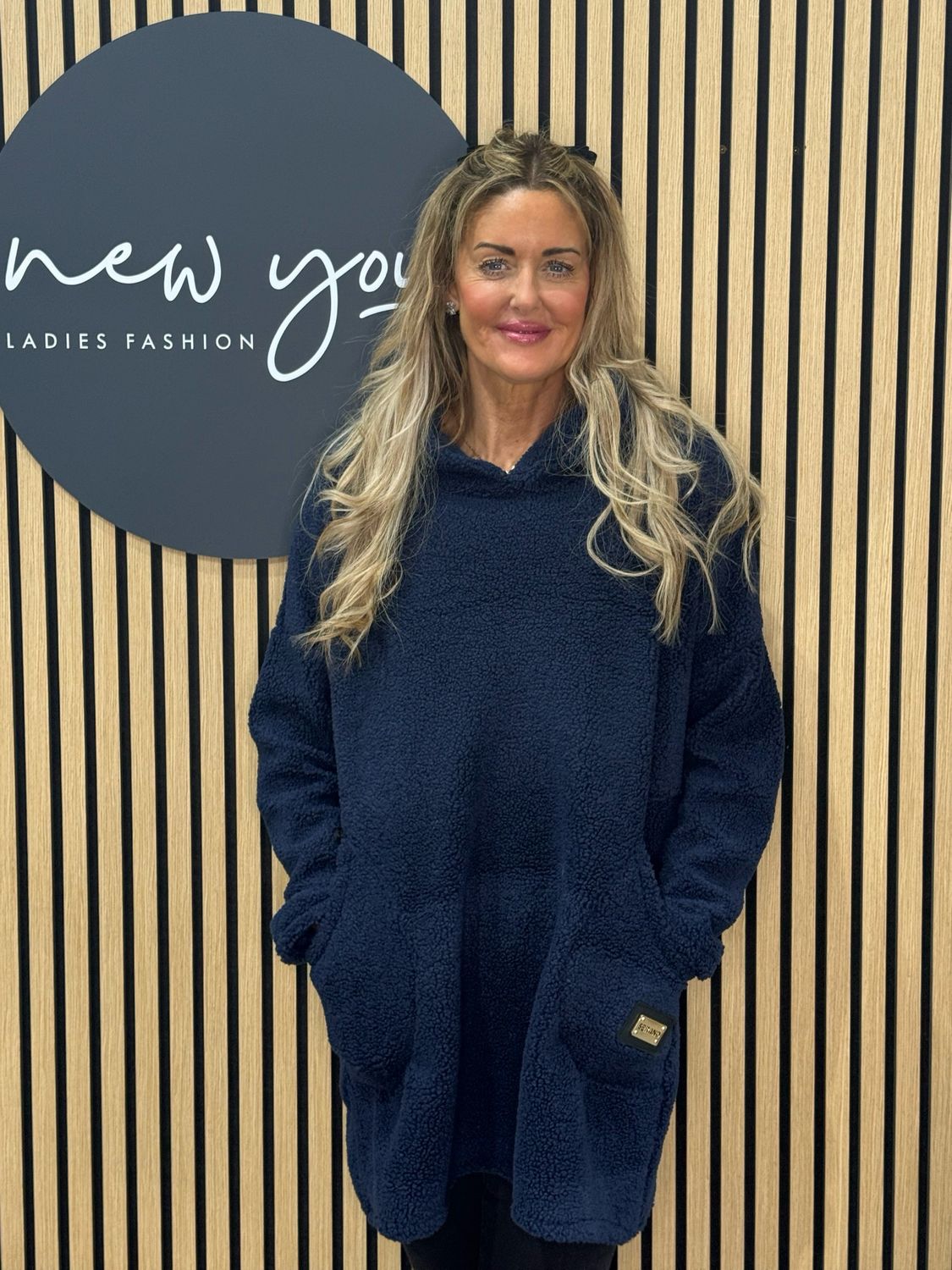 Cosy Sherpa Hoodie - Navy