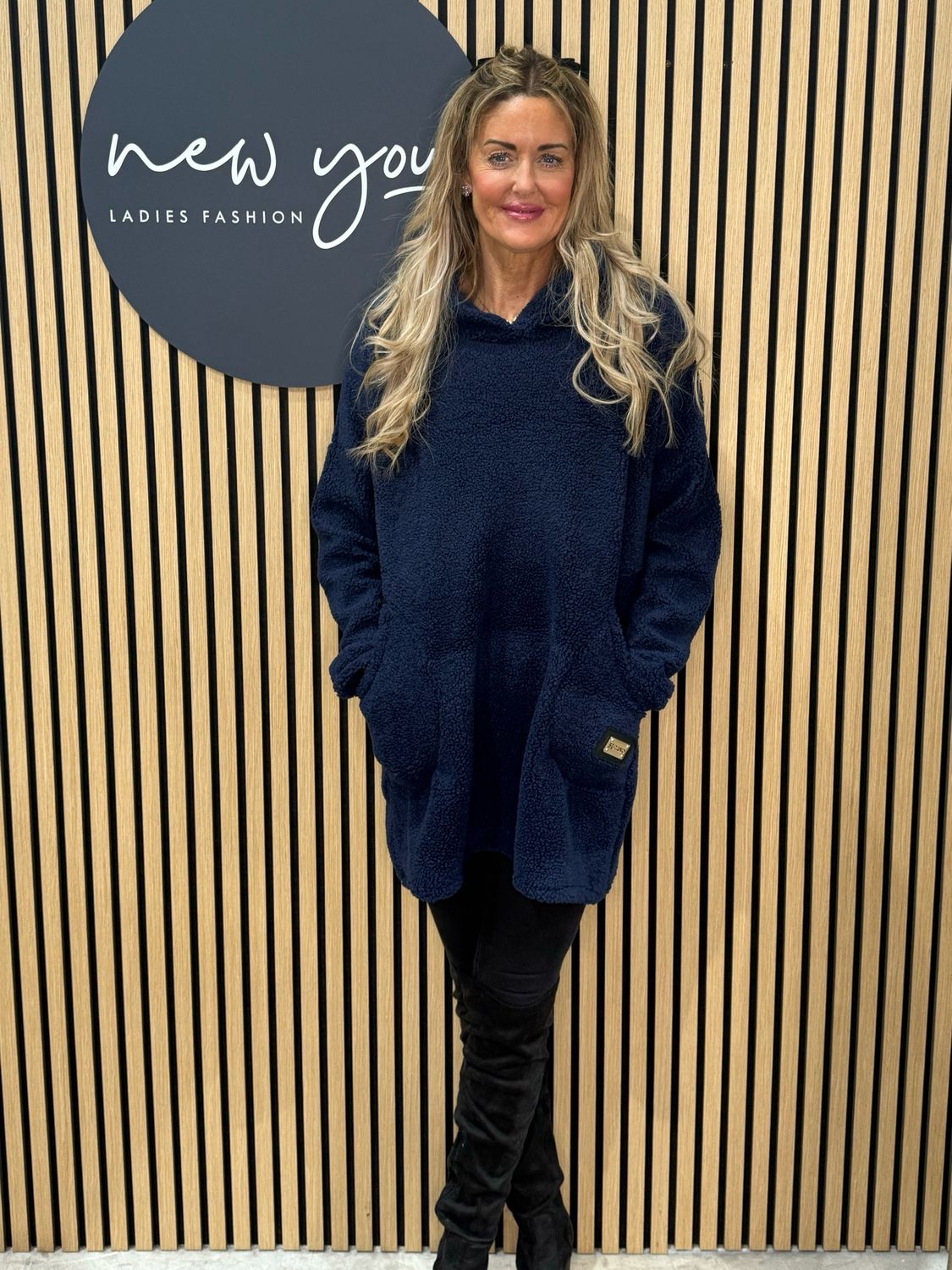 Cosy Sherpa Hoodie - Navy