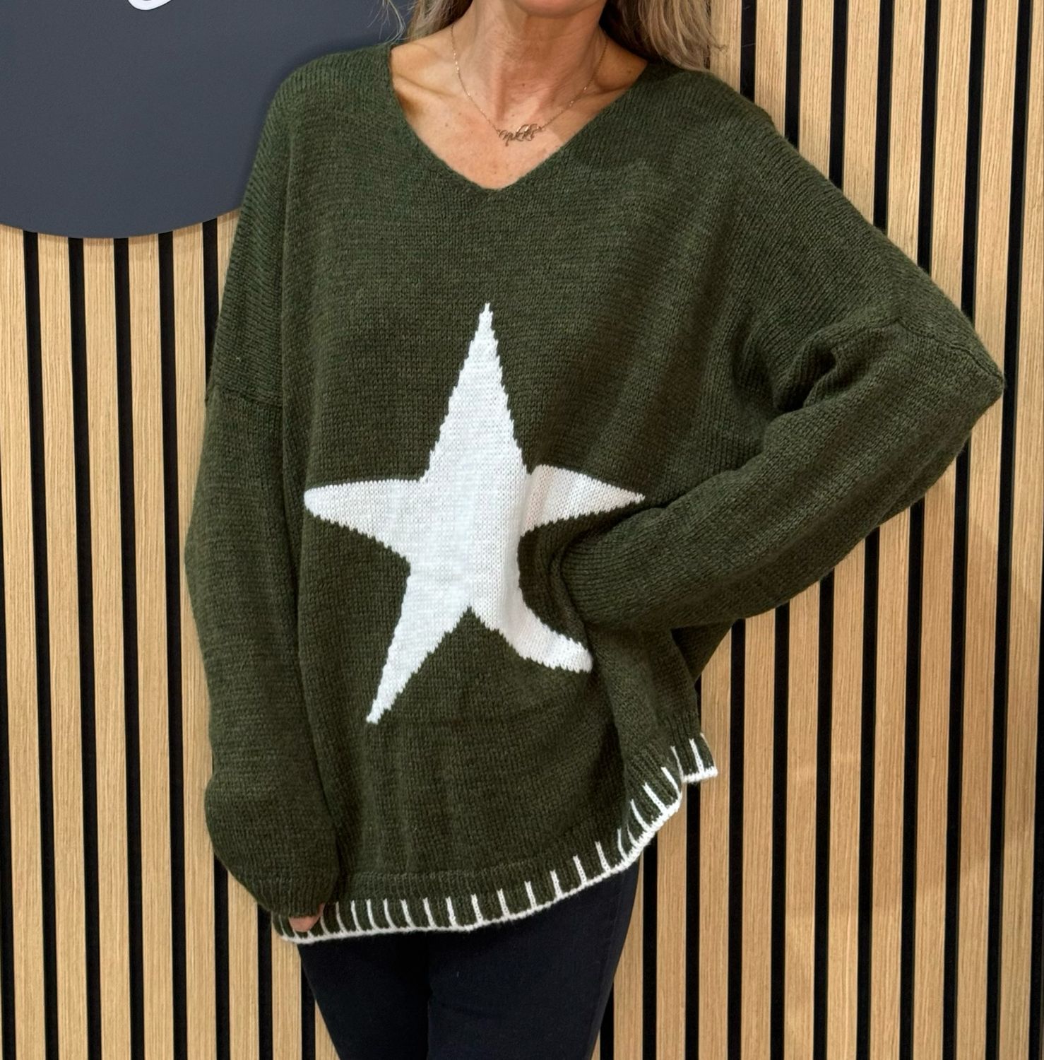 Star Knit Jumper - Khaki