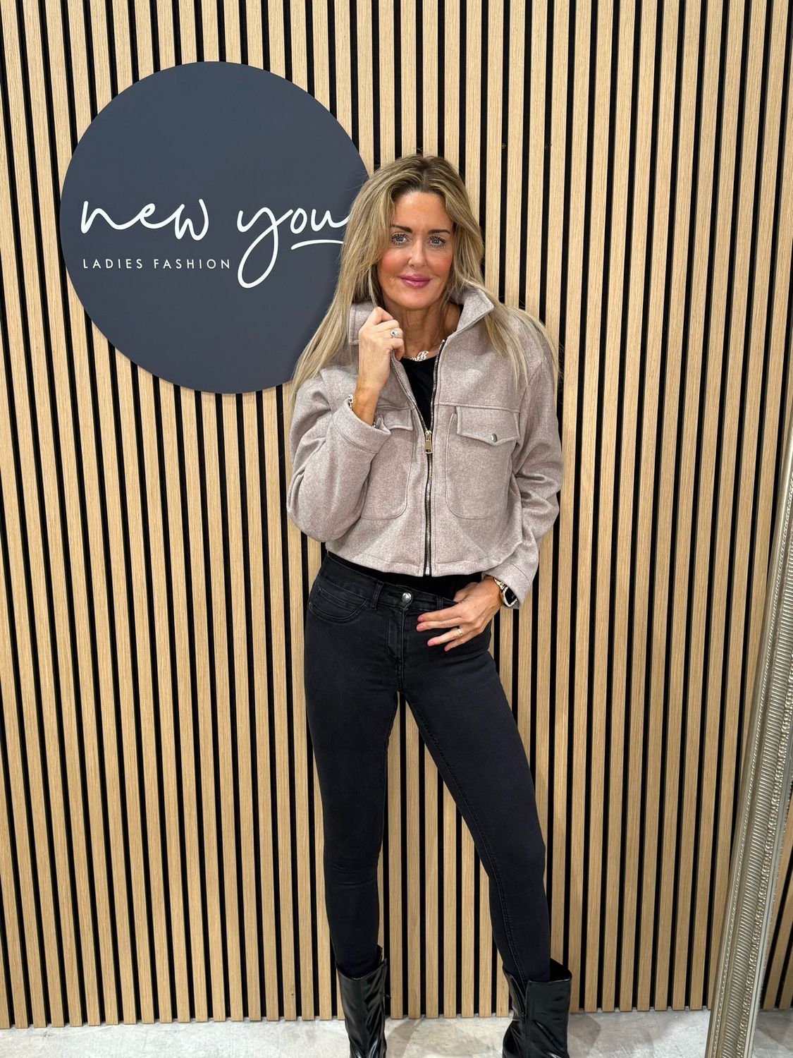 Boxy Zip-Up Jacket - Taupe