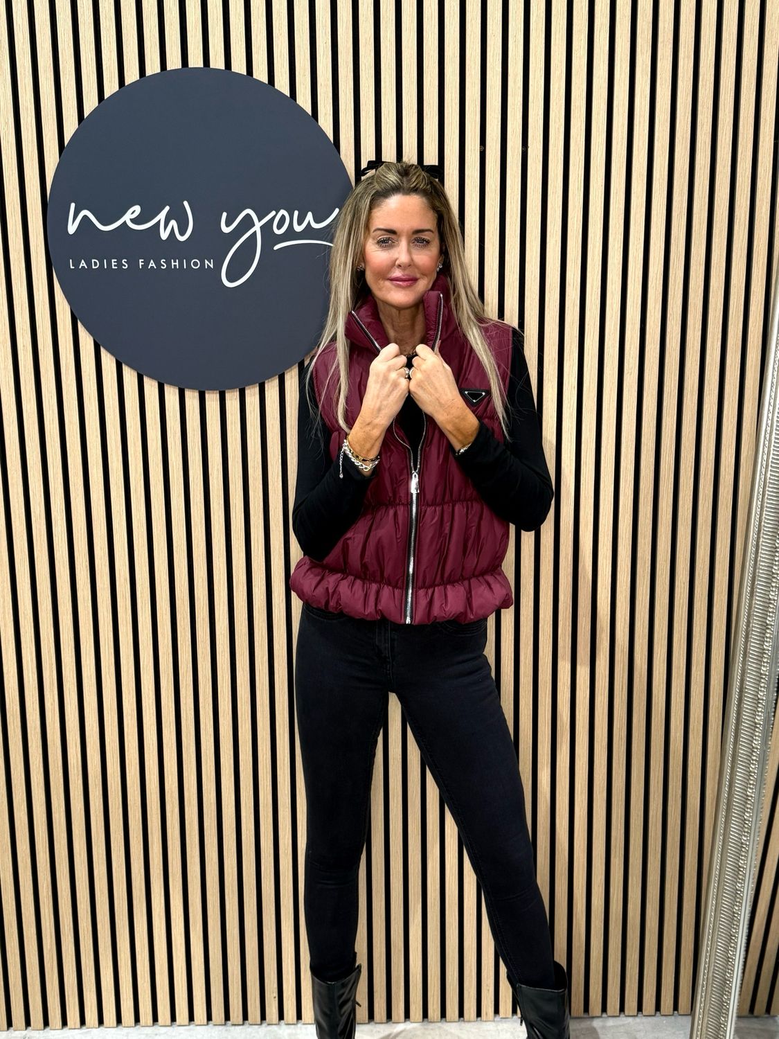 Bella - Puffer Gilet - Burgundy