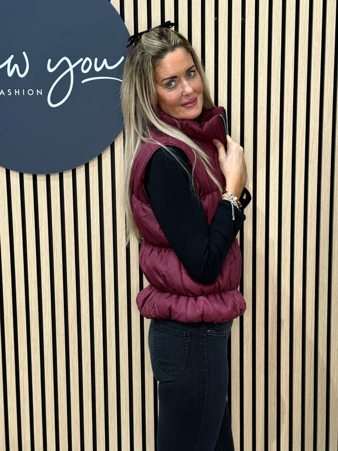 Bella - Puffer Gilet - Burgundy