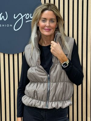 Bella - Puffer Gilet - Taupe