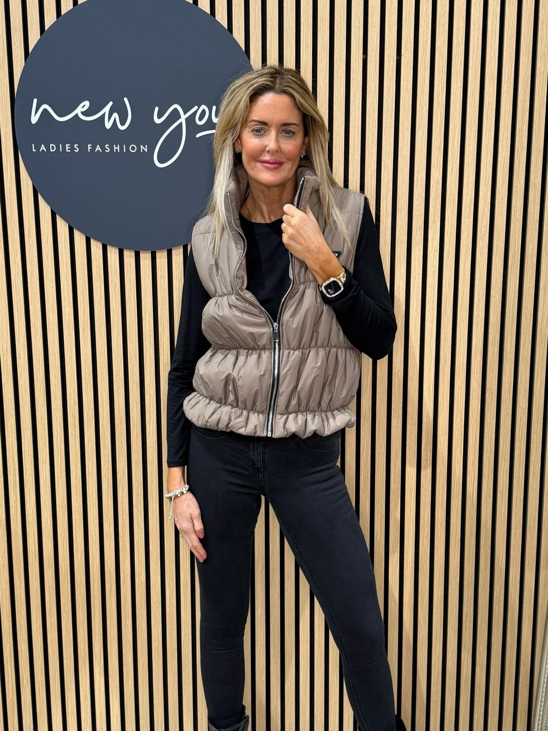 Bella - Puffer Gilet - Taupe