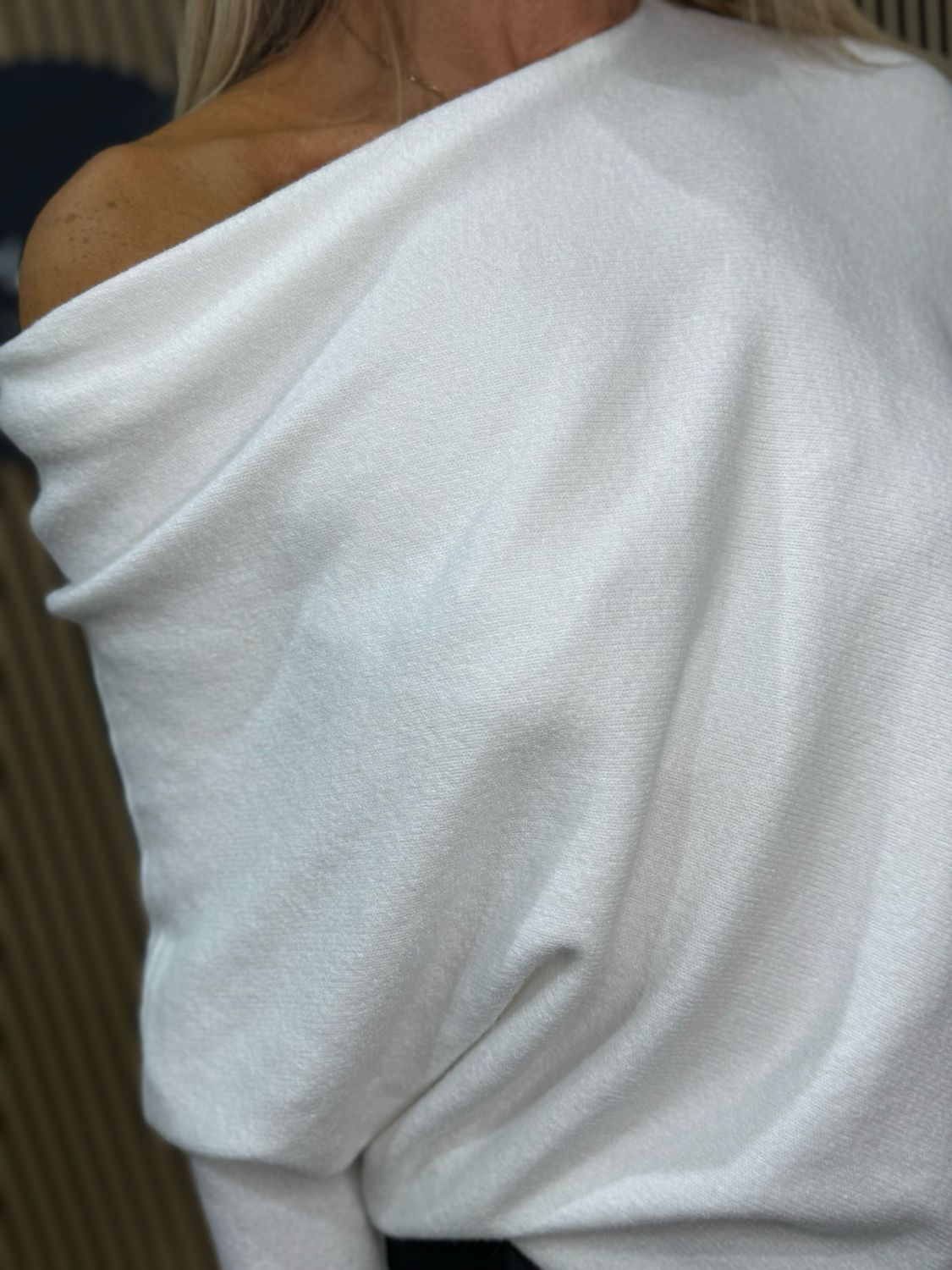 Asymmetric Draped Jumper- White