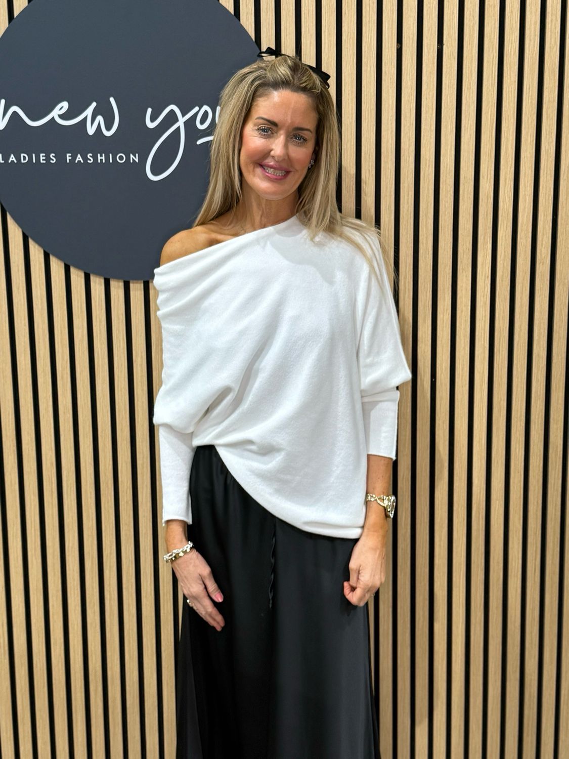 Asymmetric Draped Jumper- White