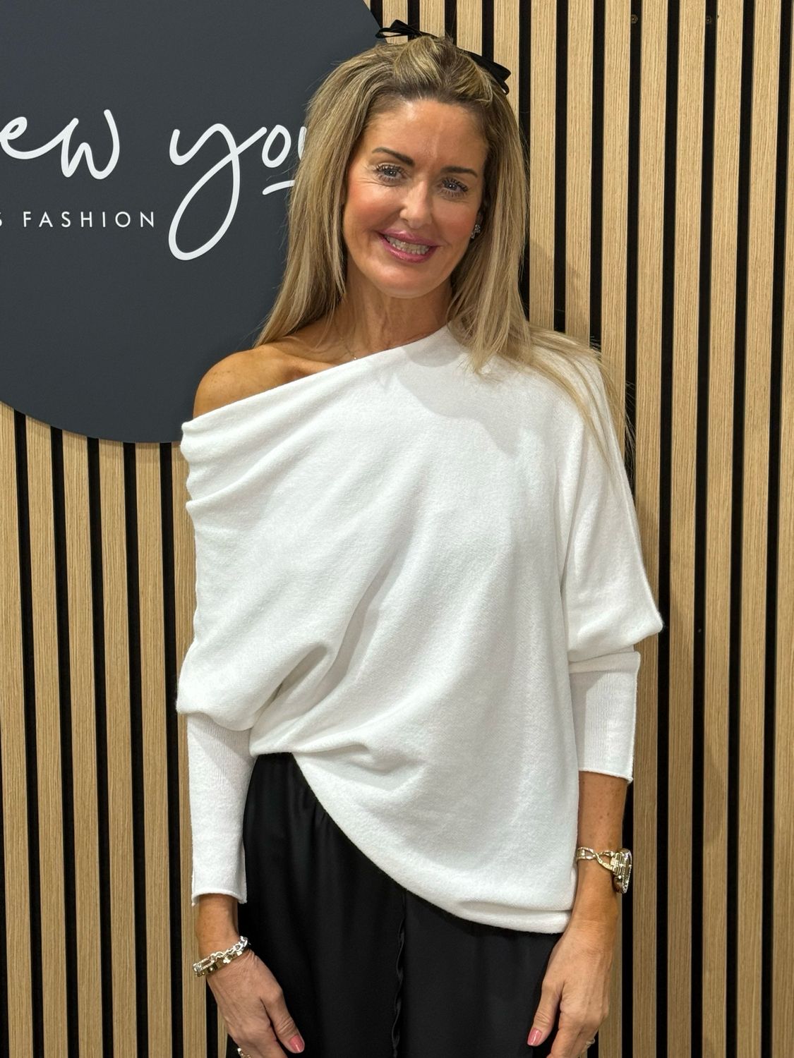 Asymmetric Draped Jumper- White