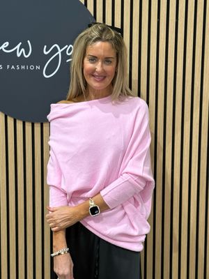 Asymmetric Draped Jumper - Pink