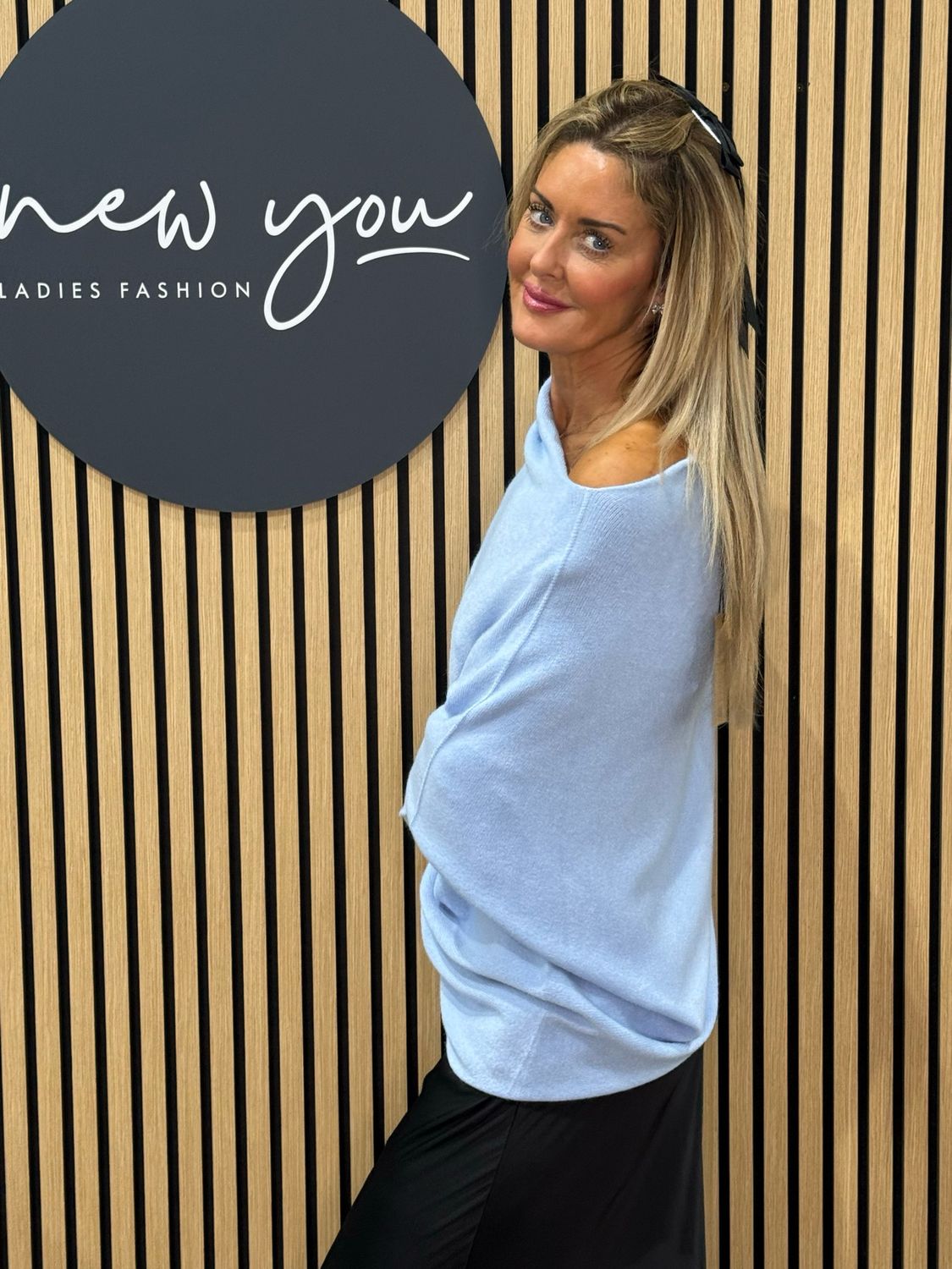 Asymmetric Draped Jumper - Baby Blue